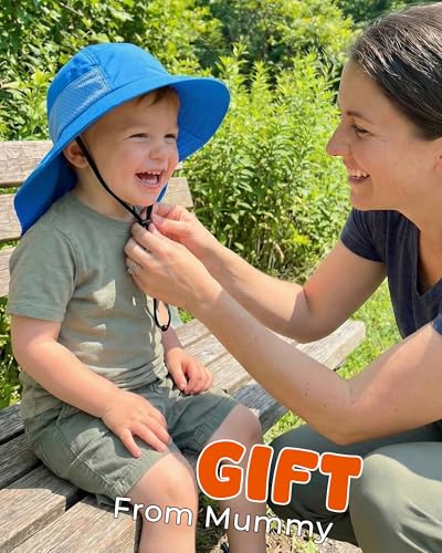 Image of Toddler Baby Sun Hat Kids Summer Beach Essentials Adjustable Beach Hats with Bucket Wide Brim for Boys Girls Age 0-14 Years