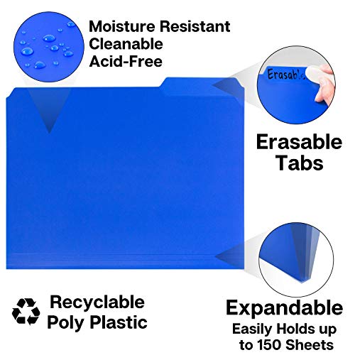 Dunwell Plastic Colored File Folders - (6 Pack), Sturdy 1/3 Tab File Folders Letter Size, Assorted Colored Manila Folders 8.5 X 11, Poly File Folders For Documents, File Folders With Tabs, With Labels #TOP3