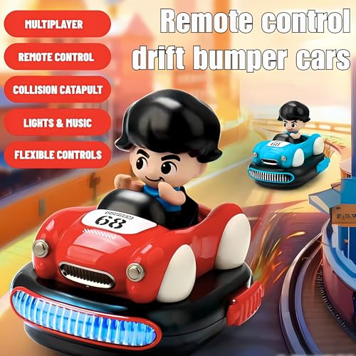 Image of RC Bumper Cars Set of 2 with Ejecting Drivers, 360 Drift 2 Player RC Bumper Car for Kids, Two Player Remote Control Car Battle Bumpers Toy with Music, Battle Bumper Cars for Kids and Adults