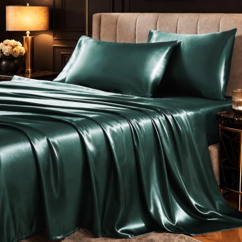 CozyLux Satin Sheets King, 4-Piece 14-Inch Deep Pocket Sheet Set by CozyLux - Used condition - US$24.79