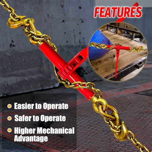 Image of Ratchet Load Chain Binders 5 /16'' - 3 /8'' | 5 /16 Inch Load Binder with 5 /16 Inch Grab Hooks | Tie Downs for 5 /16 Transport Chain | 5400 Lbs Working Load Limit- Heavy Duty Binders(2 Pack)