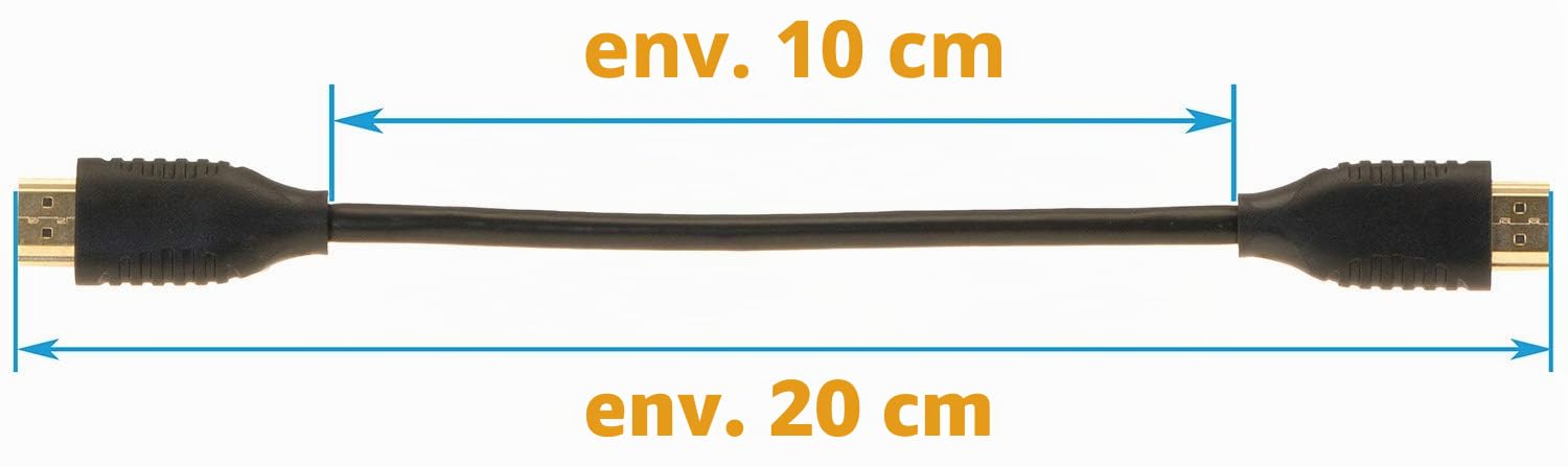 valonic cable HDMI court, 20cm - 4k, ARC, Ultra HD, Ethernet, high Speed - noir, pour TV, Macbook, PC, PS5 0,2m