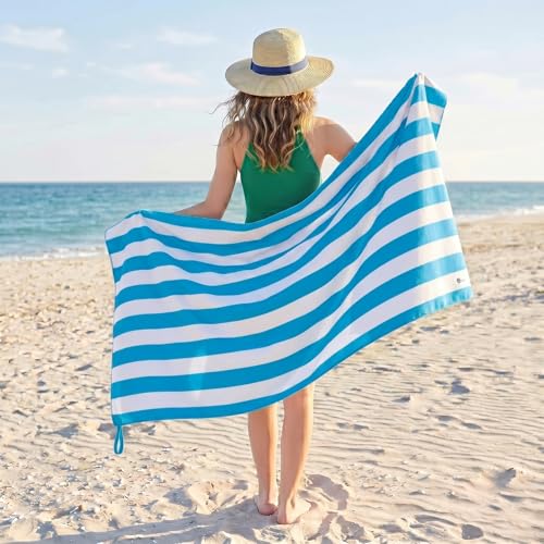 Lewsun Oversized Microfiber Beach Towels for Travel, 71"x35" Large Quick Dry Sand Free Camping Towel for Gym Pool, Soft Absorbent Sports Towel (Blue) — view 6