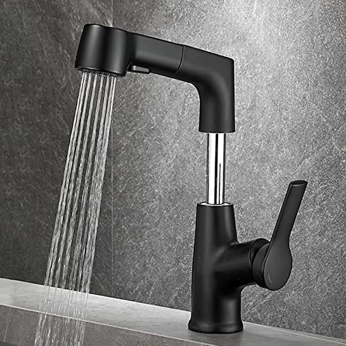 Robinet de salle de bain extractible noir et gris pistolet mitigeur de lavabo design