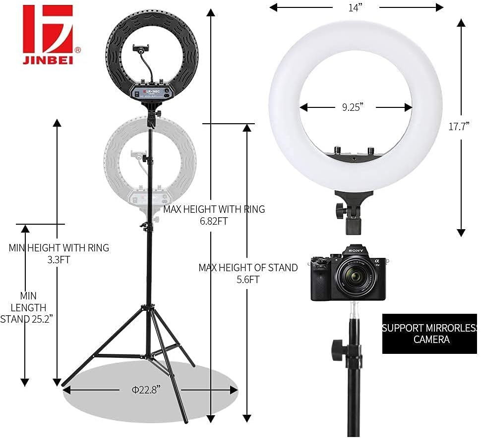 One-Day Sale: Up to 70% Off Dimmable 14 Bi-Color 3200K-6500K Selfie Ring Light with Extendable Tripod Stand Adjustable LED Circle Beauty Ringlight 3 Phone Camera Holder for Live Streaming Makeup YouTube Video Vlog Tiktok -40W