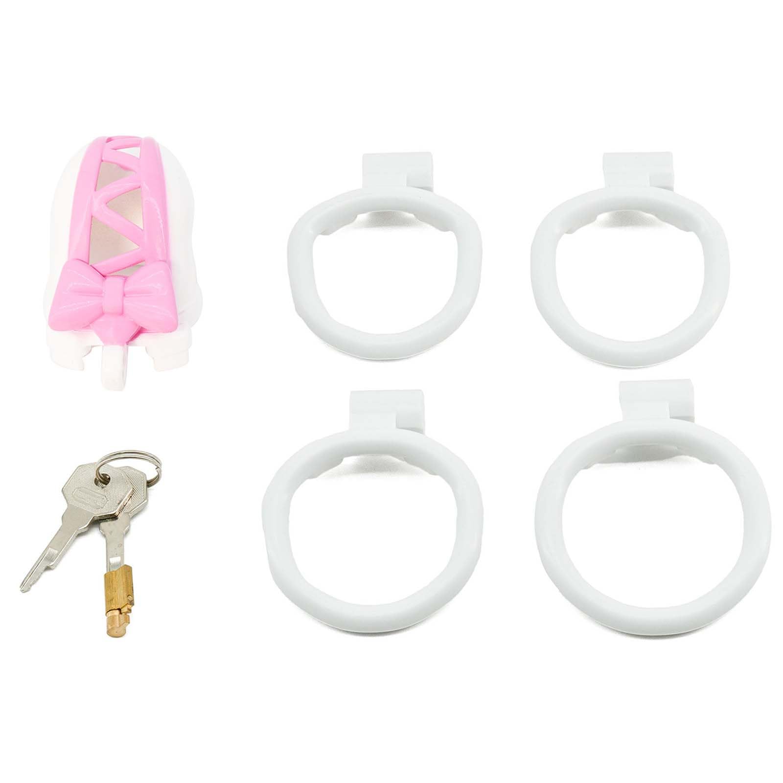 Gabbia per allenamento fitness cava maschile con anelli di 4 misure, blocchi di colore rosa e bianco, set invisibile leggero e traspirante -A84IT