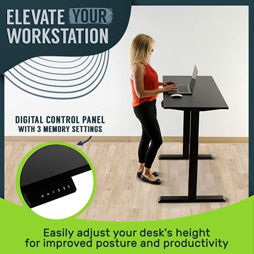 Image of TechOrbits 47 Inch Electric Standing Desk Frame with Tabletop - Motorized Workstation Two Leg Stand Up Desk with Memory Settings and Telescopic Sit Stand Height Adjustment (Black Frame /Wood Brown Top