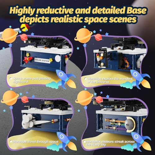 Image of SKY LINE OCEAN Spinning Solar System Building Set - 775 PCS Rotating Planet Model with Glowing Sun & Rocket, Compatible with Major Brands, STEM Educational Toy for Boys & Girls Ages 8-14