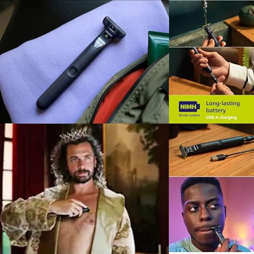 Image of Philips OneBlade Face Hybrid Electric Beard Trimmer & Shaver, Trim Edge & Shave Any Length, Dual-Sided Blade, Waterproof, USB Charging, Includes 2 Stubble Combs (1mm & 3mm)