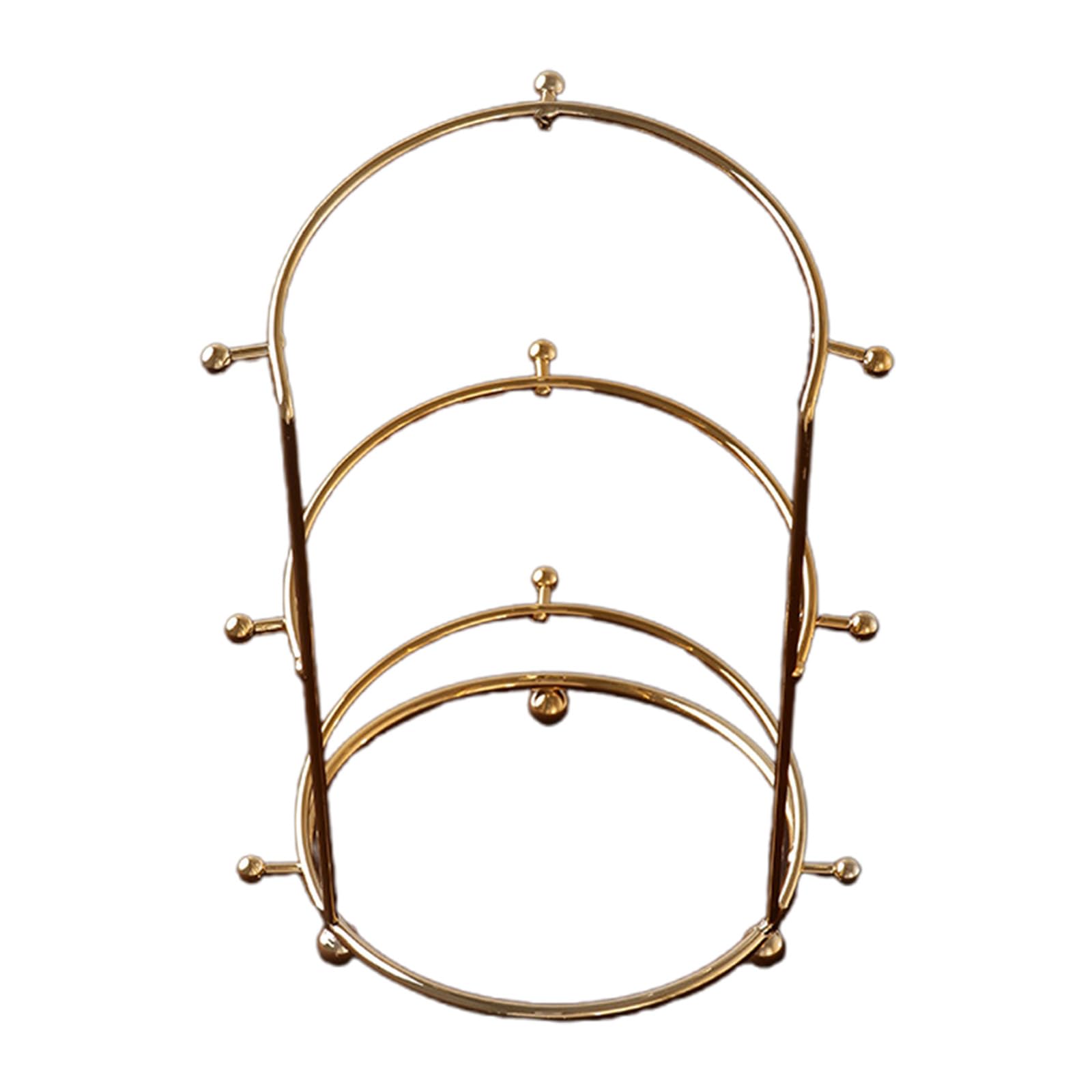 JAGETRADExxTiara Crown Headband 2 Layer 3 Layer Display Rack Gold Metal Princess Crown Stand Holder Headbands Storage Organizer Tiara Support Stand 3#