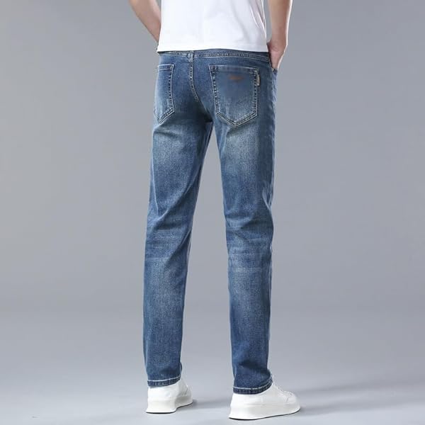 Casual Jeans Slim Stretch Men's Straight Leg Long Clothing - Image 4