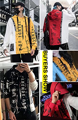 Hoodies for Men Color Block Hoodie with Design Hip Hop Colorful Hooded Pullover Novelty Sweatshirt3