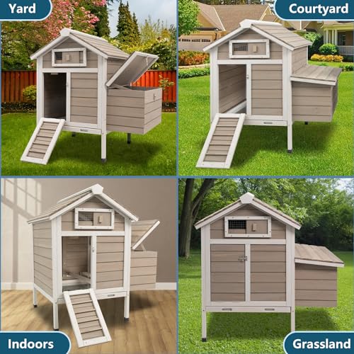 Ketive Chicken Coop Chicken House Outdoor With Removable Trays, Wooden Rabbit Hutch Poultry Cage With Nesting Box thumb #4
