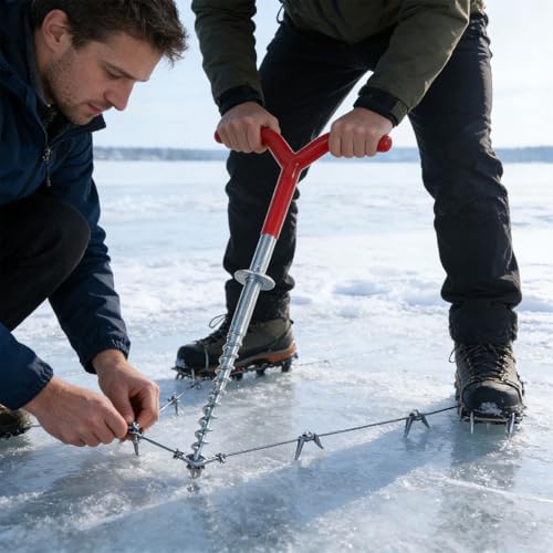 Outil d'installation ferme pour abri de glace et kit de vis de pêche