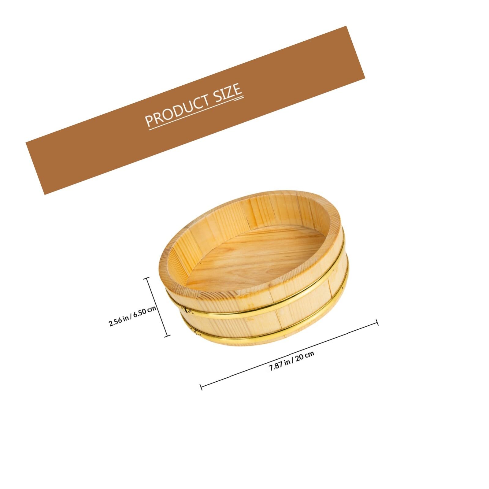 Cubo de Madera Natural para Sushi de 25 Cm, Barril Redondo para Arroz Japonés, Recipiente para Servir y Mezclar Alimentos en Cocina y Restaurante