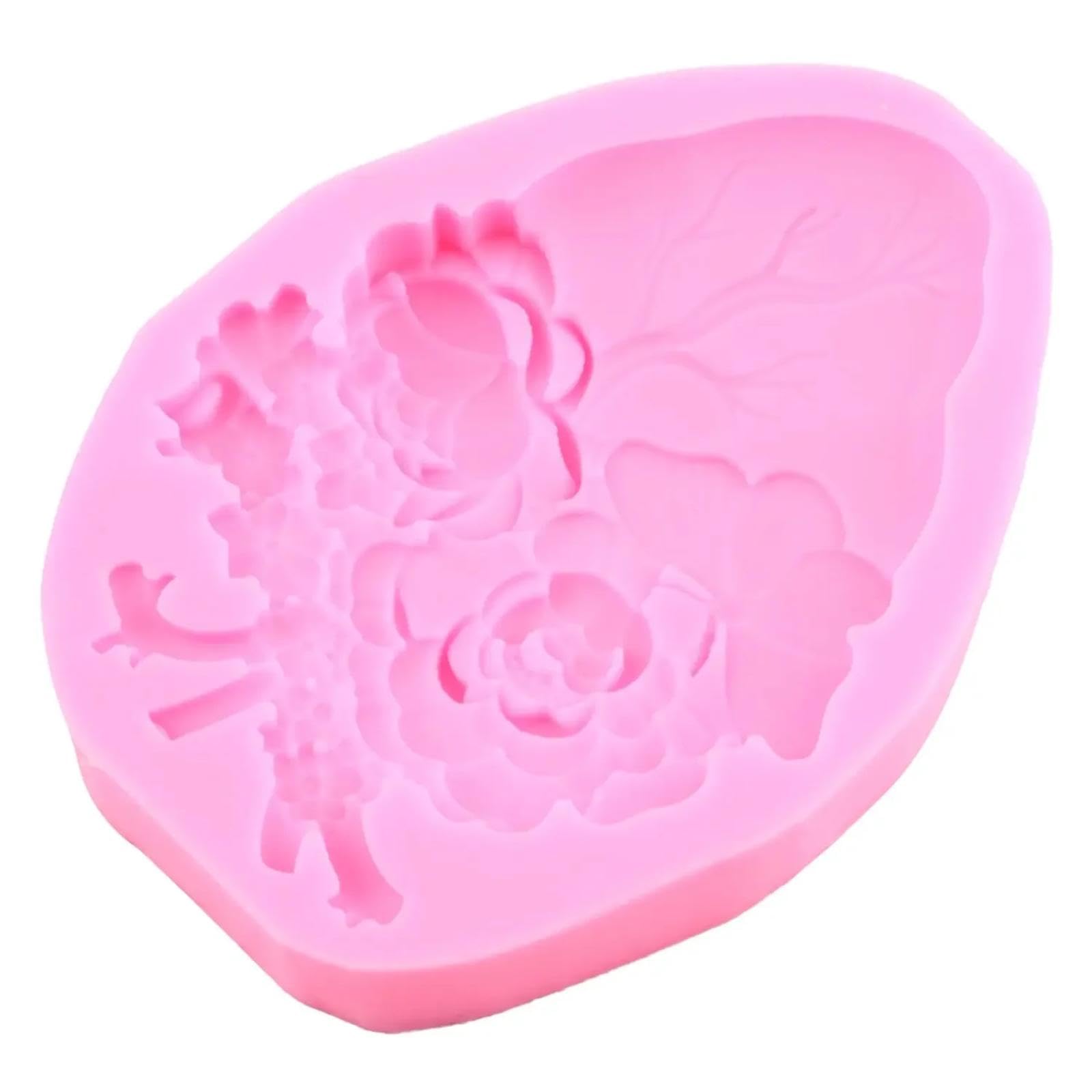 Moldes de silicona para fondant, 16,6 x 12,6 cm, moldes de silicona con diseño de rosas y corazones de amor, herramientas de decoración de pasteles, decoración de cupcakes, molde de arcilla de