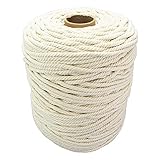 マクラメロープ 手芸紐 5mm コットン素材 天然コード 編み糸 アクセサリー 装飾 壁飾り (200M ベージュ)