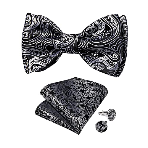 Image of DiBanGu Mens Silk Self Bow Tie Set 4PCS for Tuxedo Wedding