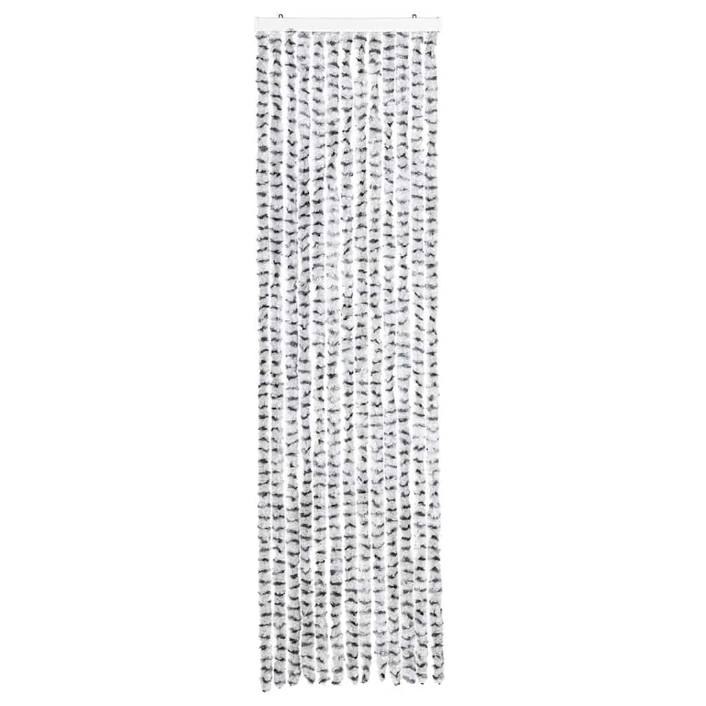 Tenda antimosche in ciniglia, per porte, silenziosa, 56 x 200 cm, colore: grigio chiaro e grigio scuro