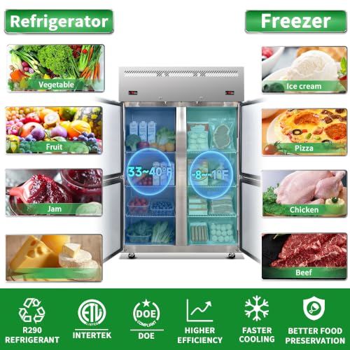 Image of 4-Door Dual Temp Reach-In Refrigerator Freezer Combo for Restaurant