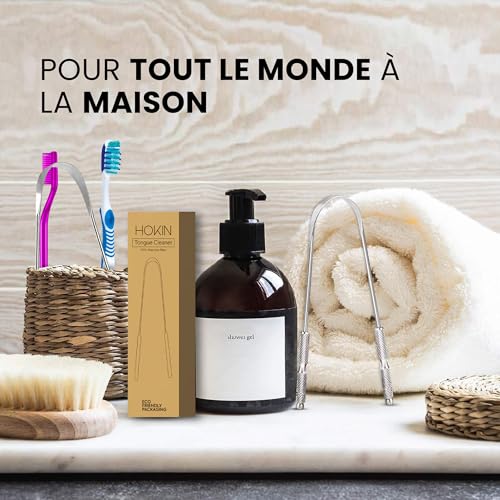 HOKIN Gratte langue pour adultes Gratte-langue acier inoxydable mauvaise haleine traitement 100% Métal Tongue Scraper Cleaner pour hommes et femmes Brosse langue nettoyeur d'hygiène buccale (1 pièces) – vue 8