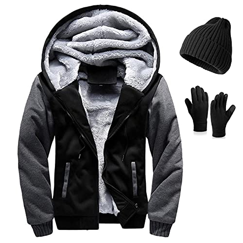 Sudadera con capucha de forro polar para hombre con cremallera y manga larga para hombre con capucha casual para padre marido al aire libre E-4XL Cover