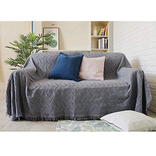 Jeté de canapé gris 230x340 cm grande couverture lit - 8