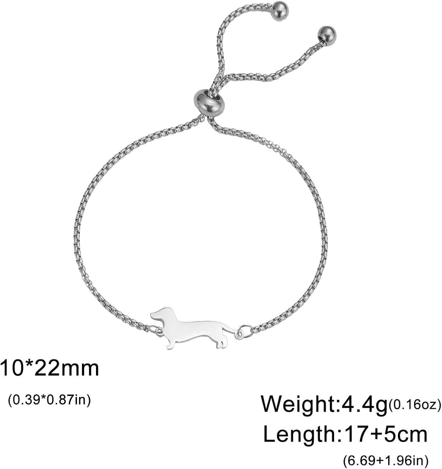 TEAMER Cute Dachshund Bracelet Resizable Dachshund Box Chain Bracelet Stainless Steel Dachshund Lover Pet Animal Jewelry For Women - Image 7