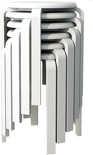 Juego de 6 taburetes apilables de madera curvada, modernos taburetes de bar curvos con almohadillas anslizantes, redondos de madera para cocina,