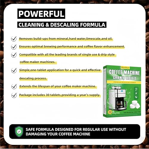 put girl Coffee Machine Cleaning Descaling Tablets, 30 Count Fast Dissolving, Odor Free, Residue Free Formula for Hard Water, Limescale Coffee Oils Universal for Pod, Espresso Drip Brewers