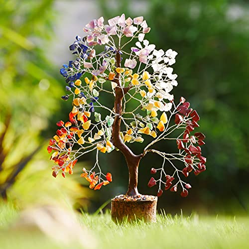 Yuvdipr Seven Chakra Money Bonsai Tree Of Life Healing Feng Shui Statues & Figurines Reiki Crystal Balancing Buddha Home Décor Feng Shui Spiritual Office Desk Decoration Artificial Tree Aura Cleansing #TOP2