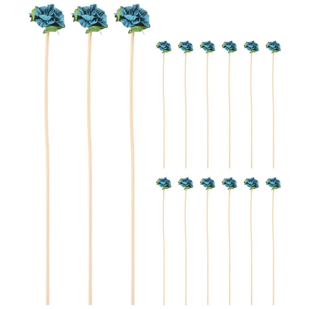 LOGOFUN 15PCS Dried Flower Diffuser Sticks Natural Flower Rattan Sticks Dried Floral Fragrance Refill Sticks for Home Office Supplies - Blue