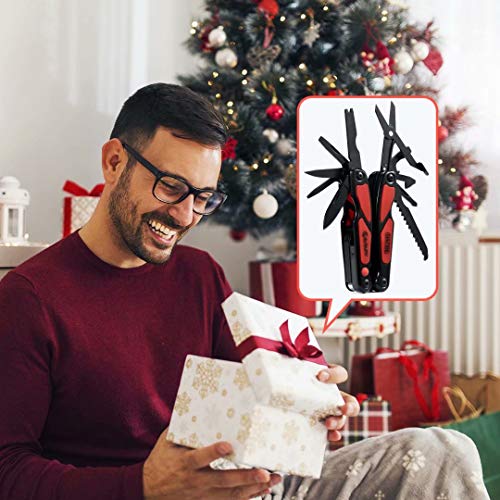 Gifts For Men, Bibury Multitool Pliers, 14 In 1 Multi Tool With Flashlight, Scissors, Knife, Stainless Steel Pocket Multifunctional Tool For Camping, Survival, Fishing, Hiking, Hunting #TOP7