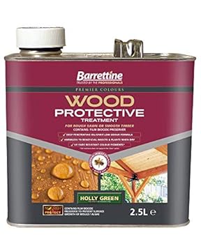 Barrettine Wood Protective Treatment (Holly Green 2.5L) - Ideal Treatment for Outdoor Treated Timber Structures. Wood Protector Oil with Water Repellent Qualities. UV & Fade Resistant.