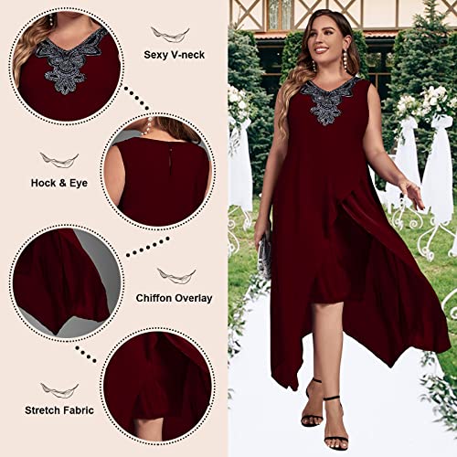 Image of OCSTRADE Womens Plus Size Chiffon Dress Loose Sleeveless Flowy Cocktail Party Midi Dresses