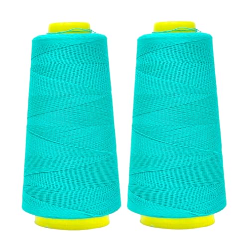 Image of Mandala Crafts Aquamarine Mercerized Cotton Thread Cones, Sewing Quilting | 2400 Yds 50 WT, 100% Long Staple Cotton, Multipurpose, for Embroidery, Piecing, Sergers, Applique, Machine and Hand Sewing