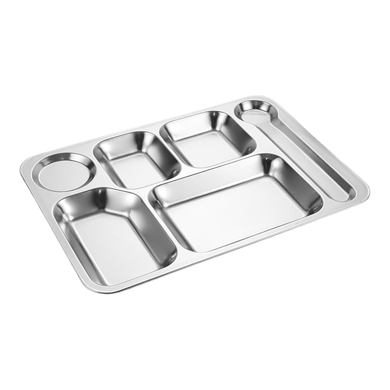 X-Institute Stainless Steel Divided Plates Mess Food Sectioned Tray with Compartments Serving Plate Dividers for Control Portion Plates for Weight Loss
