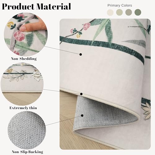 Tapete decorativo rectangular 5x7 beige lavable miniatura 6