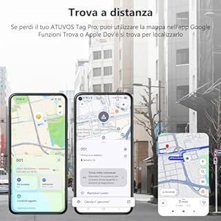 ATUVOS Air Tag Pro Smart Tag Tracker per Android & iOS, Dual System Localizzatore Bluetooth Funziona con Google Funzioni Trova o Apple Dov'è APP, per Bagagli, Borse.Batteria Sostituibile. 2 pezzi Nero