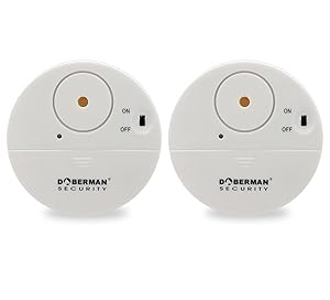 WER Doberman Alarma de Ventana ultradelgada de Seguridad, Alarma Fuerte de 100dB y sensores de vibración, Alarma antirrobo de diseño Moderno y Ultrafino con Respaldo Adhesivo (2 Paquetes)