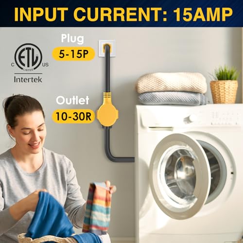 Renters Friendly NEMA 5-15P Household Plug to 10-30R Dryer Adapter Cord 12 Inch Heavy Duty STW 10 Gauge ONLY for 120V Device EV Power Cord3
