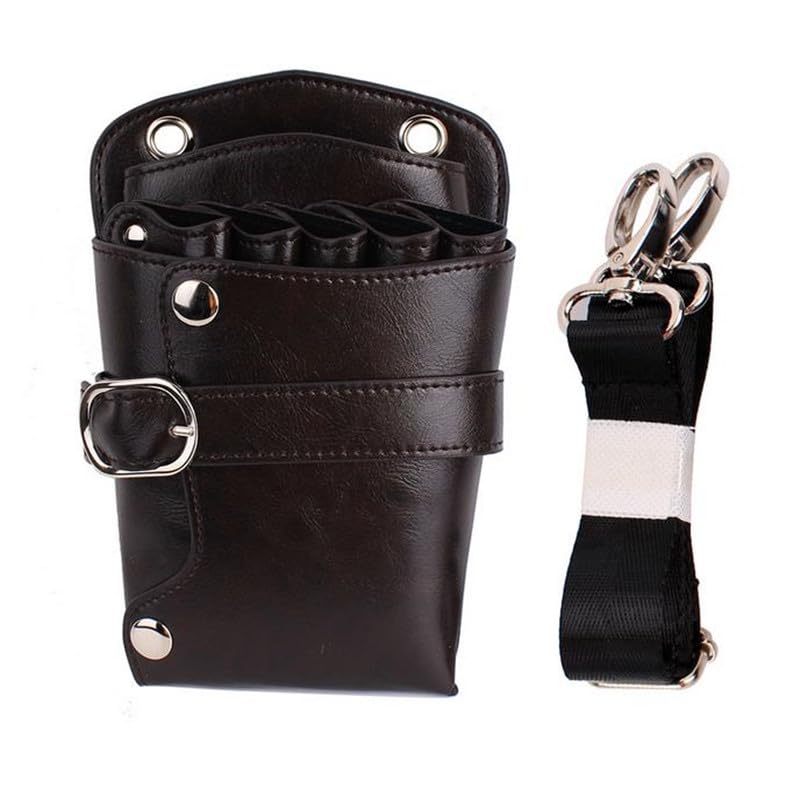 Sac pour matériel de coiffure Étui en cuir PU for ciseaux à cheveux, pochette for coiffeur, rivets, ceinture d'épaule, sac de barbier