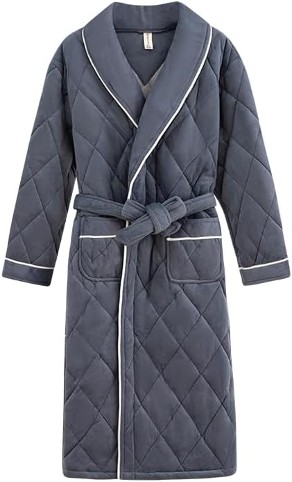 Men's Plus Size Thick Fleece Lined Robe Pajama Top - Loungewear Suitable, Sizes L-6XL, Fits Up to 130kg