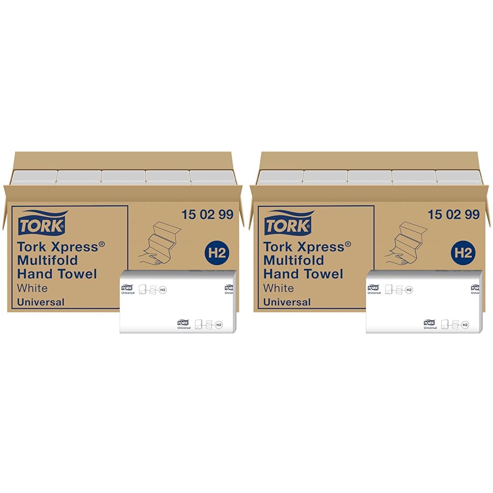 Tork Xpress Multifold Papierhandtücher 150299 - H2 Universal Falthandtücher für Handtuchspender - mehrfach gefaltet, 2-lagig, weiß - 20 x 237 Tücher (Packung mit 2)