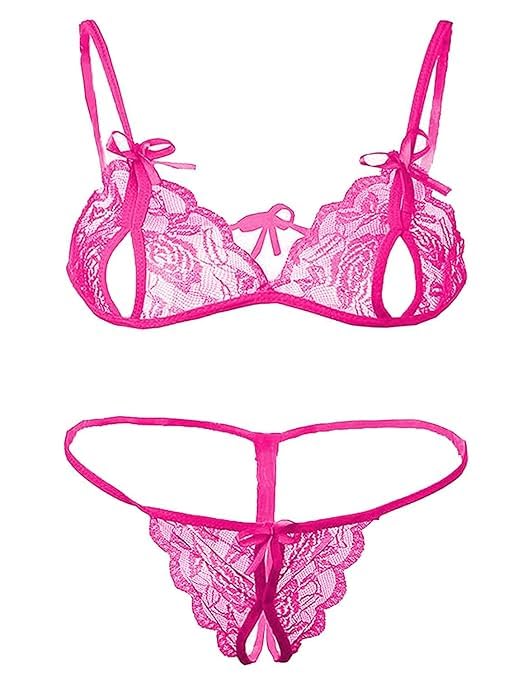 S.M Creative Women's Babydoll Lingerie Set for Honeymoon for Woman Thongs | Sexy Night Dress Above Knee Baby Doll Night Dress | Transparent Hot Free Size. - Satin, Pajamas (Size S-L) Pink-image-17