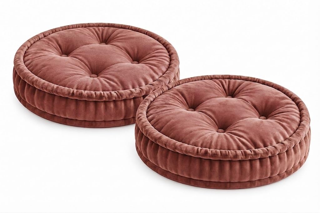 2-Pack Round Seat Cushions Outdoor Armchair Booster Cushion Four Buttons — image 1