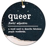 Weihnachts-Keramik-Ornamente, Queer-Definition, Weihnachtsschmuck, Wortbeschreibung, zweiseitig, bedruckt, lustig, Weihnachtserinnerung, Andenken, Ornament für Weihnachtsfeierdekorationen, 7,6 cm