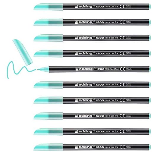 Edding 1200 rotulador de color de trazo fino - menta dulce (verde) - 10 rotuladores - punta redonda de 1 mm - marcador dibujar y escribir