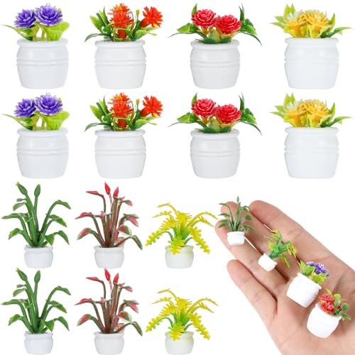 14 Pcs Miniature Dollhouse Plants Accessories for Doll House Tiny