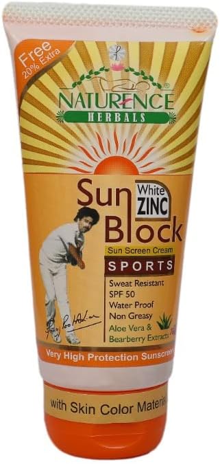 Naturence Herbals Sun Block Sports Cream with Zinc SPF50 (Cricket, Football, Hockey, Tennis, Jogging, Cycling, Swimming - Sweat and Water Resistant) (Skin/Pink Colour) 72g